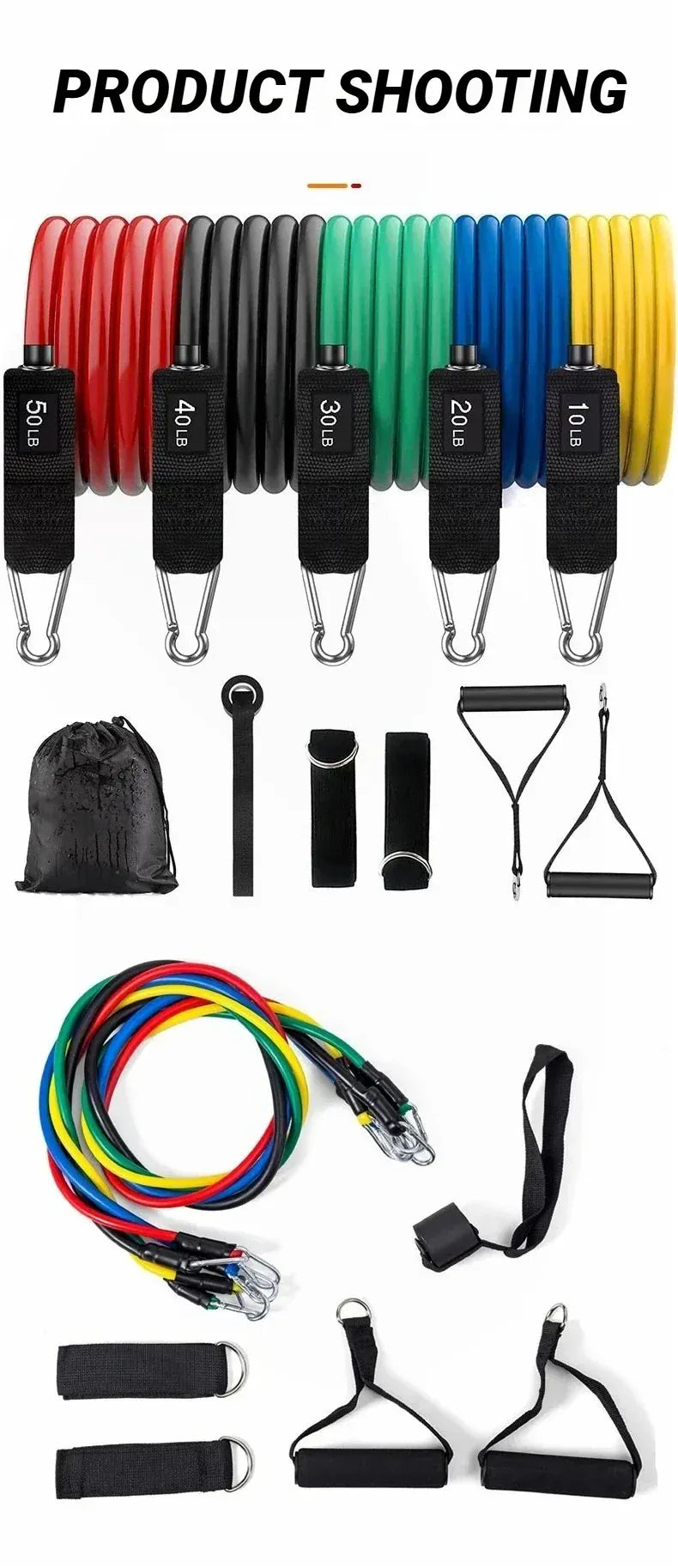 11-Piece Resistance Band Set – TPE Pull Rope, Ankle Strap & Chest Expander | Wahooly 11-Piece Resistance Band Set – TPE Pull Rope, Ankle Strap & Chest Expander Kit
