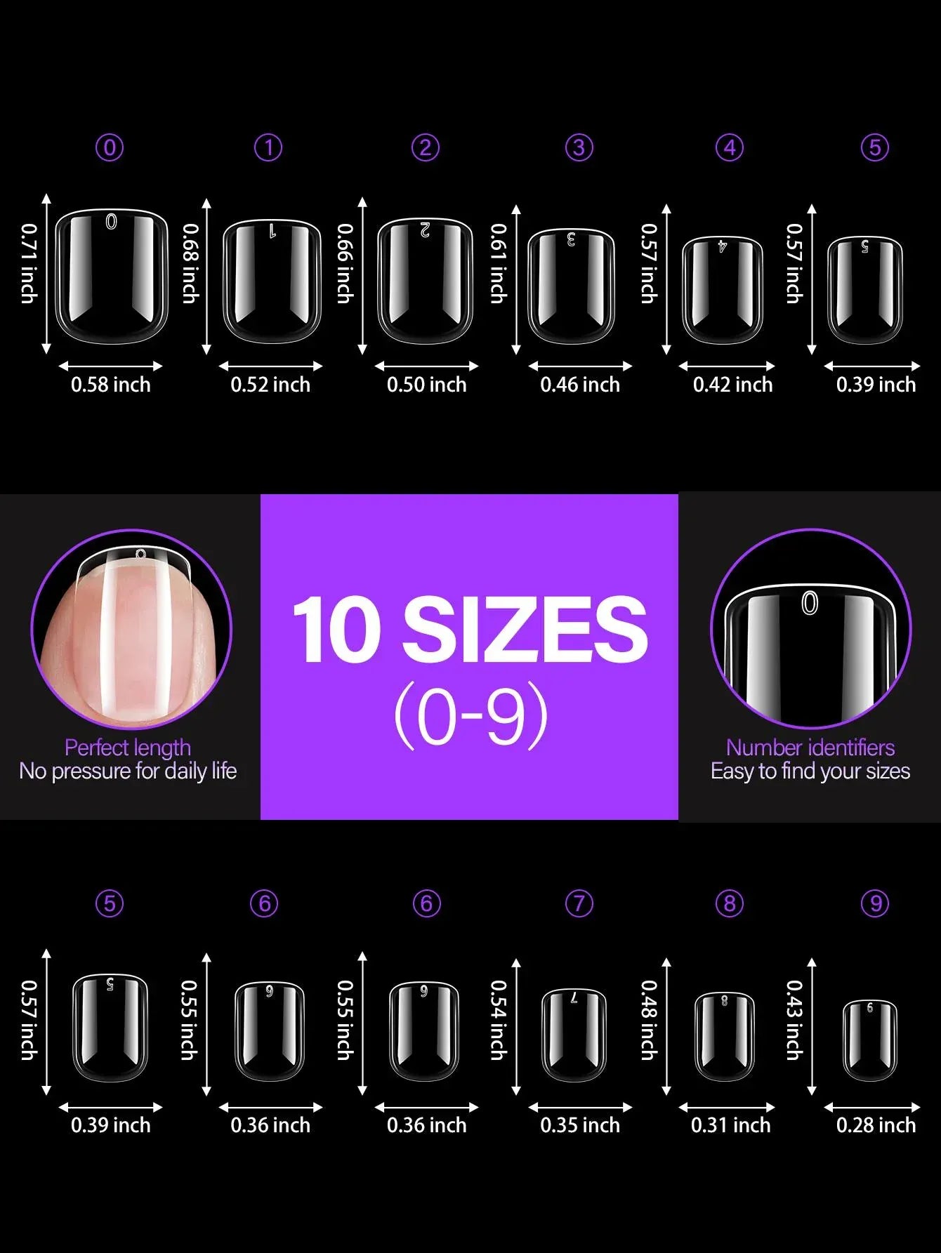 Acrylic Fake Nails 192pcs - Almond Oval Coffin Square | Wahooly 192 pieces of transparent acrylic fake nails, almond oval coffin square, suitable for nail art and home DIY nail making products