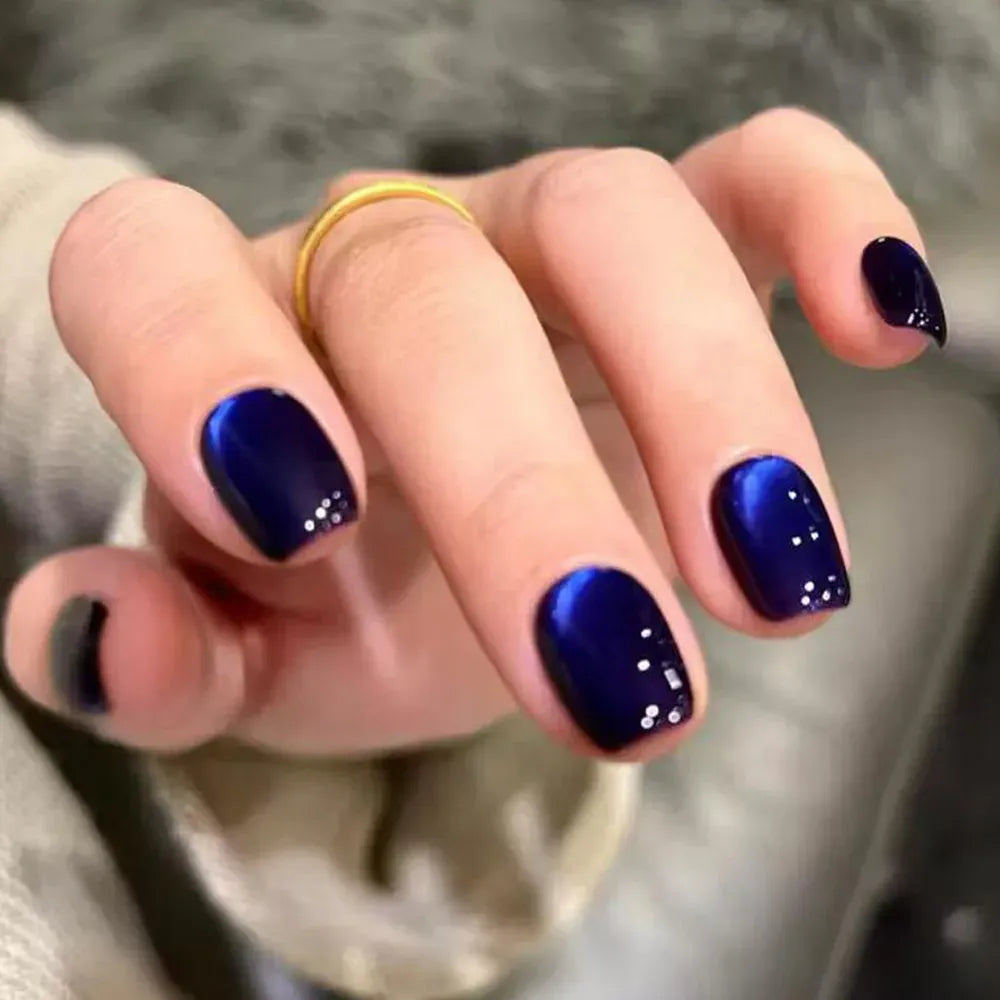 30Pcs Blue Cat eye Wearable Press on Nails Short Square Full Cover False Nails Artificial Ballet Reusable Fake Nails for Women 30Pcs Blue Cat eye Wearable Press on Nails Short Square Full Cover False Nails Artificial Ballet Reusable Fake Nails for Women