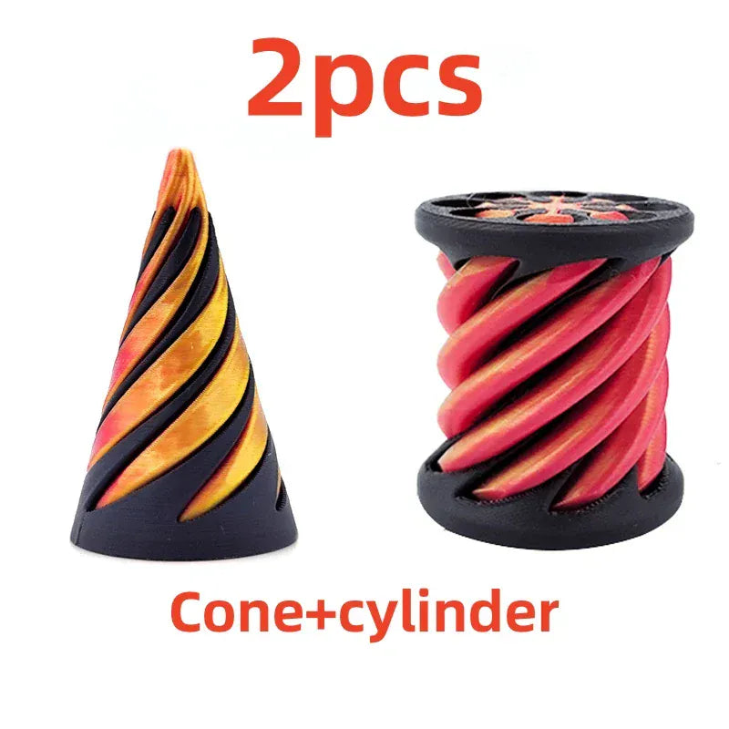 3D Printed Spiral Cone Toy | Impossible Pyramid Fidget 3D Printed Spiral Cone Toy Impossible Pyramid Passthrough Sculpture Pass Through Pyramid Fidget Toy Mini Vortex Thread Illusion