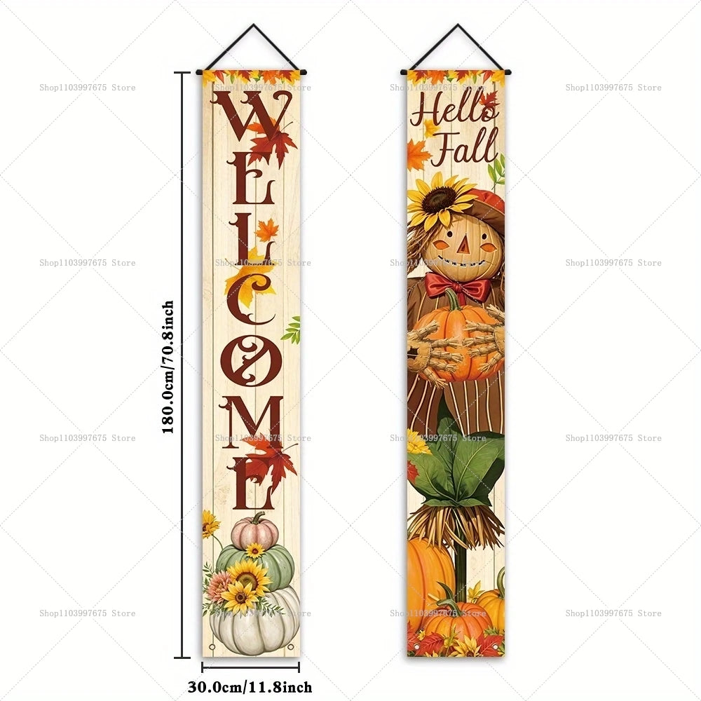 Thanksgiving Autumn Pumpkins Maple Leaf Banners