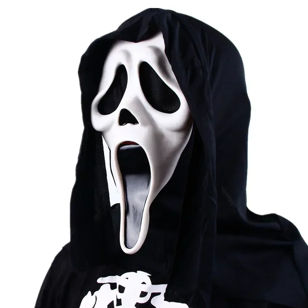 Ghost Face Scream Movie Horror Mask Halloween Killer Scary Headgear Mask Cosplay Adult Costume Accessories Props Suit