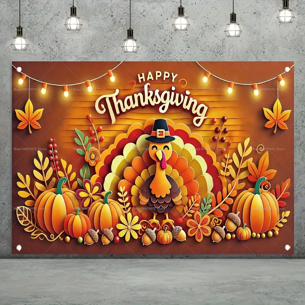 Happy Thanksgiving Scarecrow Pumpkin Room Photography Background