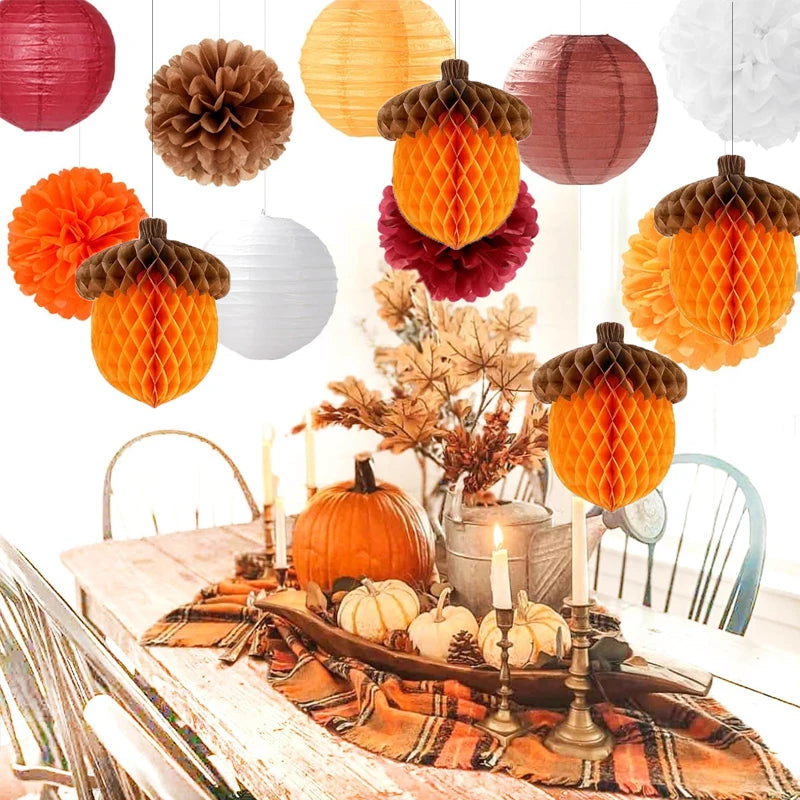 19-Piece Autumn Thanksgiving Paper Lanterns