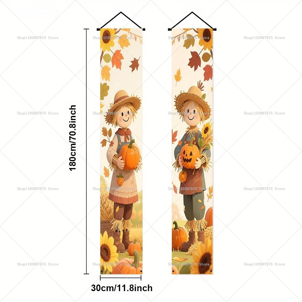 Thanksgiving Autumn Pumpkins Maple Leaf Banners