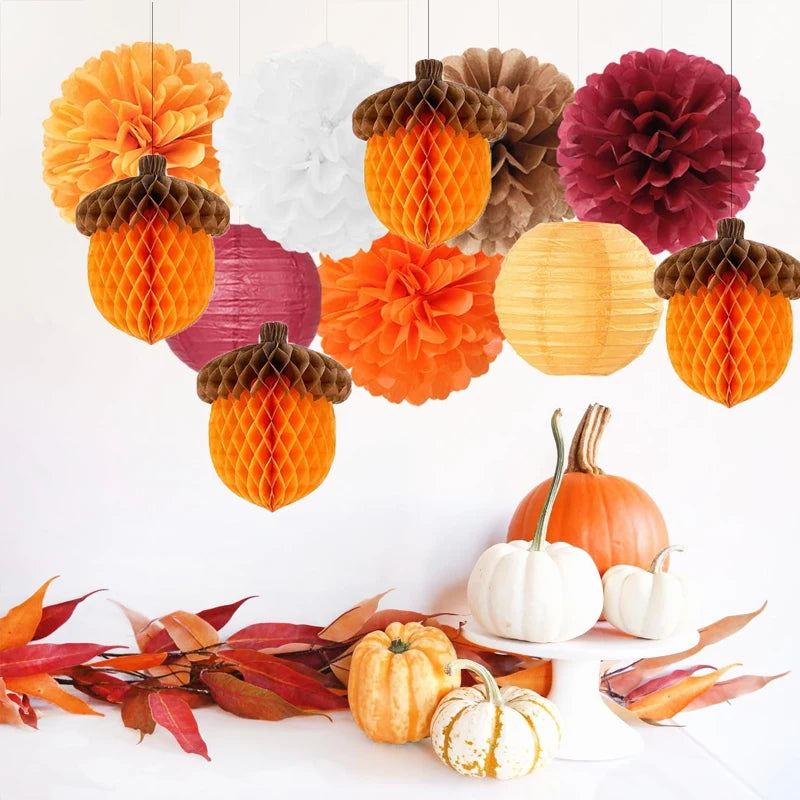 19-Piece Autumn Thanksgiving Paper Lanterns