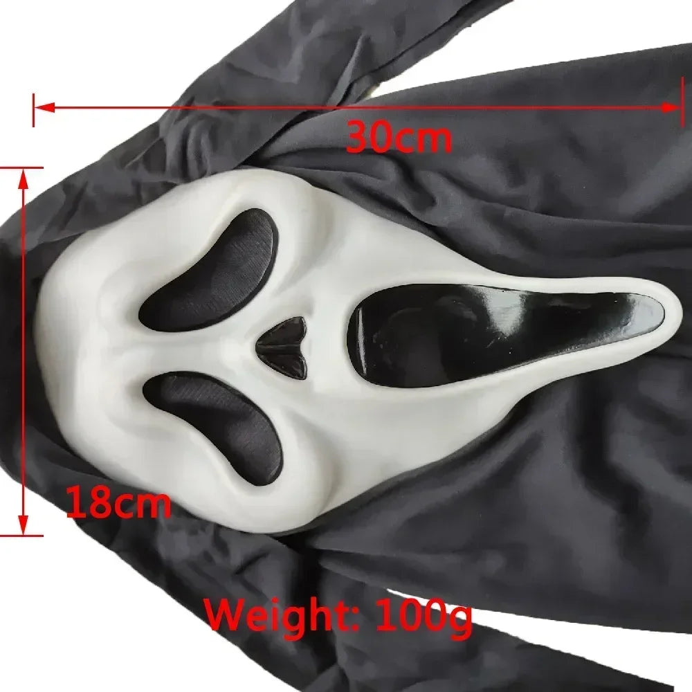 Ghost Face Scream Movie Horror Mask Halloween Killer Scary Headgear Mask Cosplay Adult Costume Accessories Props Suit
