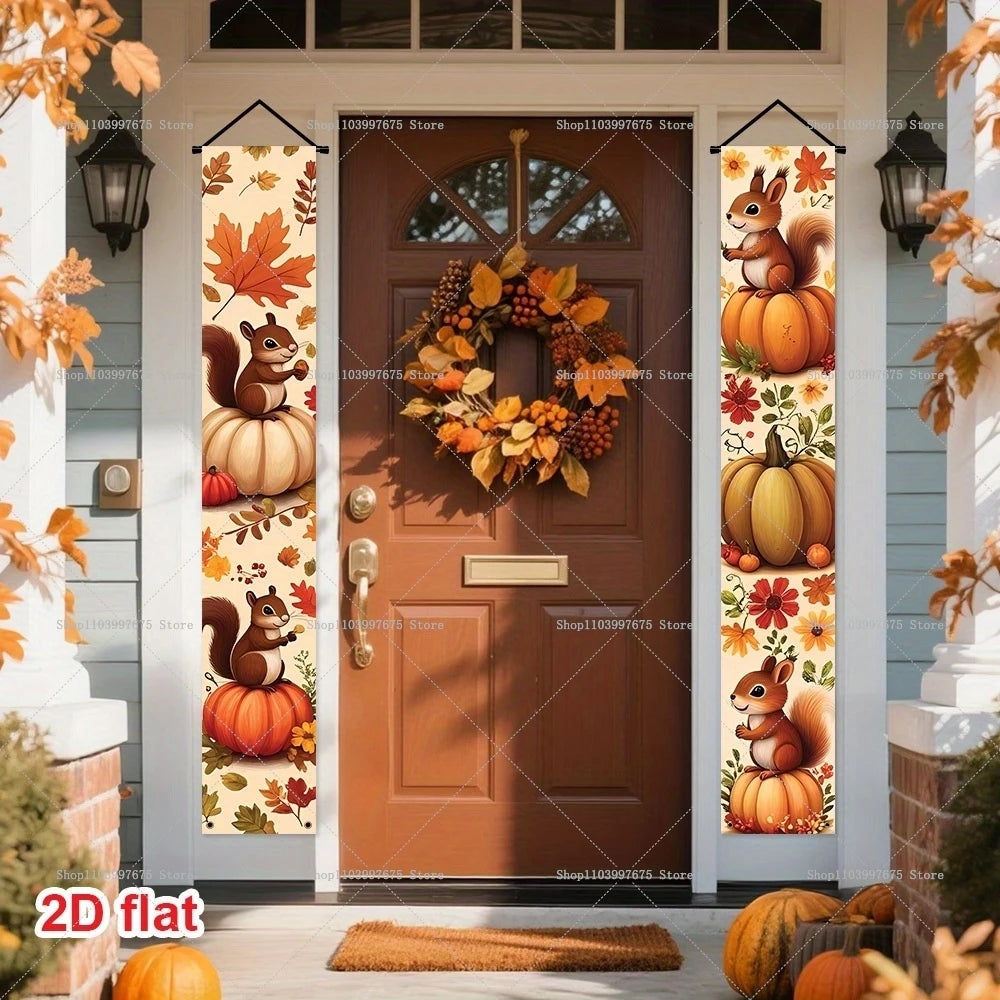 Thanksgiving Autumn Pumpkins Maple Leaf Banners