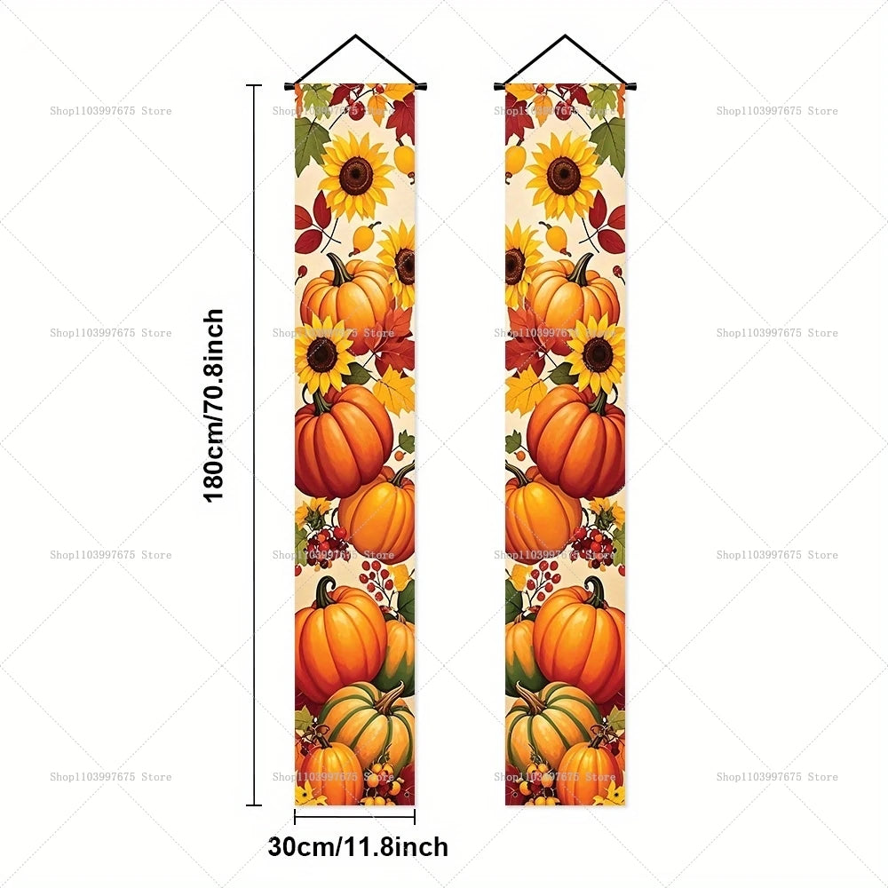 Thanksgiving Autumn Pumpkins Maple Leaf Banners