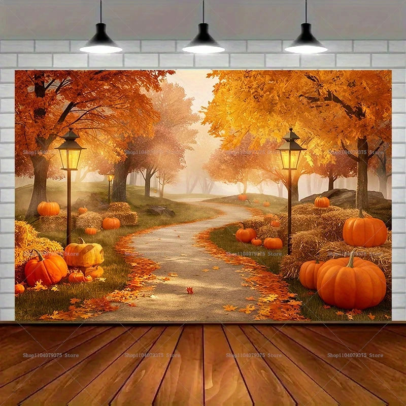 Happy Thanksgiving Scarecrow Pumpkin Room Photography Background