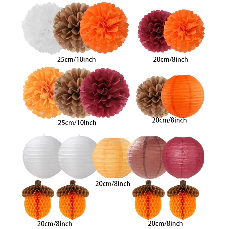 19-Piece Autumn Thanksgiving Paper Lanterns