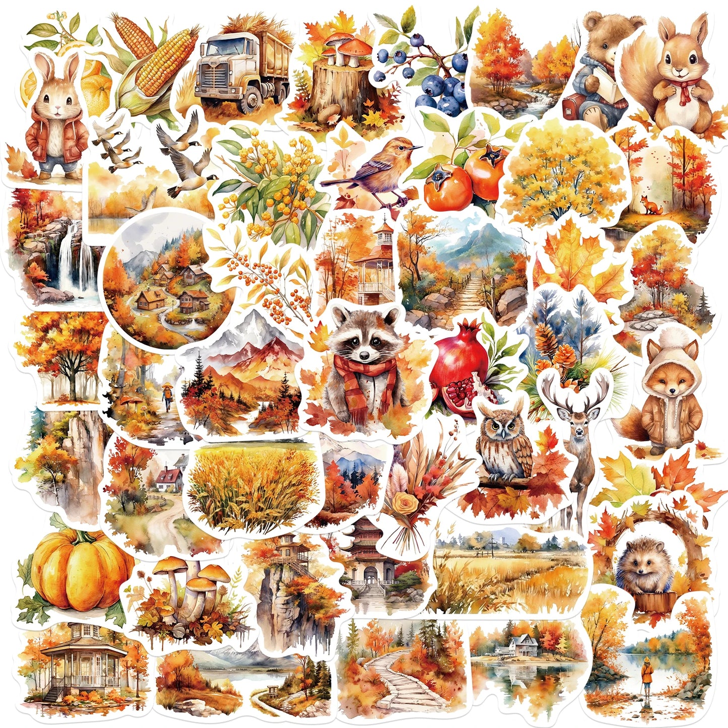 50pcs Thanksgiving Stickers Fall Stickers for Holiday Decoration