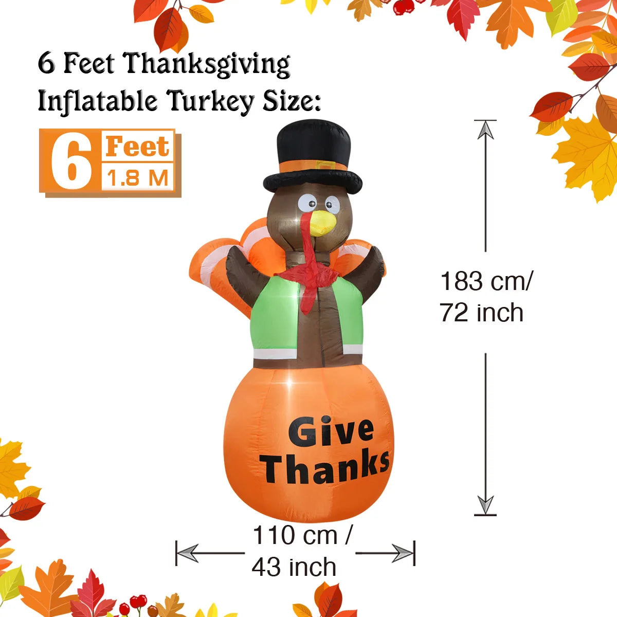 Thanksgiving Inflatable Turkey Decoration with LED