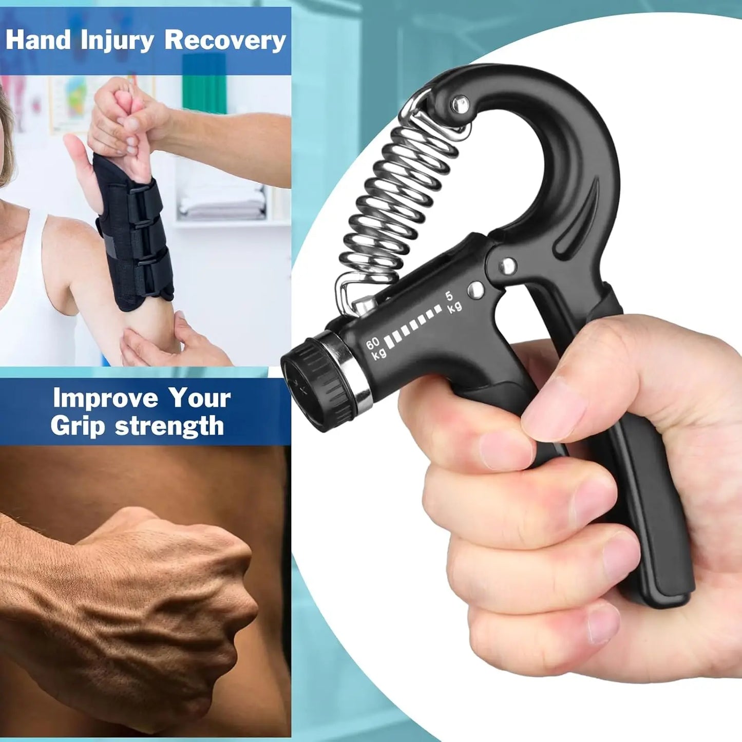 Grip Strength Trainer Hand Grip Exerciser Strengthener with Adjustable Resistance 11-132 Lbs (5-60kg) Forearm Strengthener