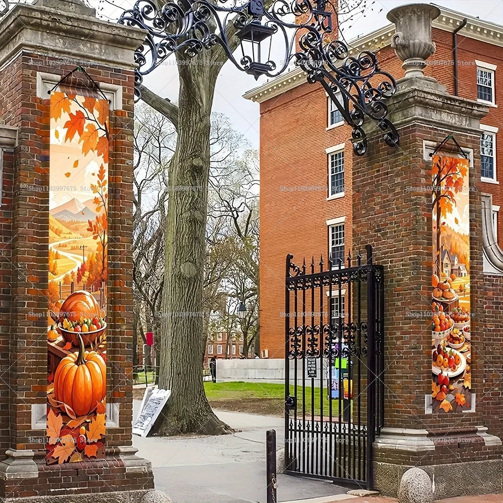 Thanksgiving Autumn Pumpkins Maple Leaf Banners