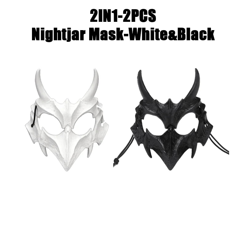 Halloween Skull Party Mask Anime Dragon God Skeleton Half Face Masks Bone Skull Animals Mask Cosplay Dance Prom Costume Props