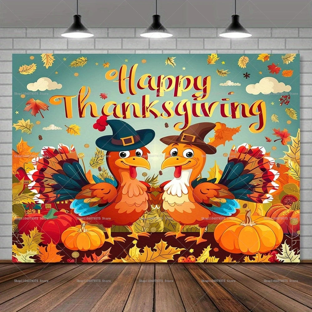 Happy Thanksgiving Scarecrow Pumpkin Room Photography Background
