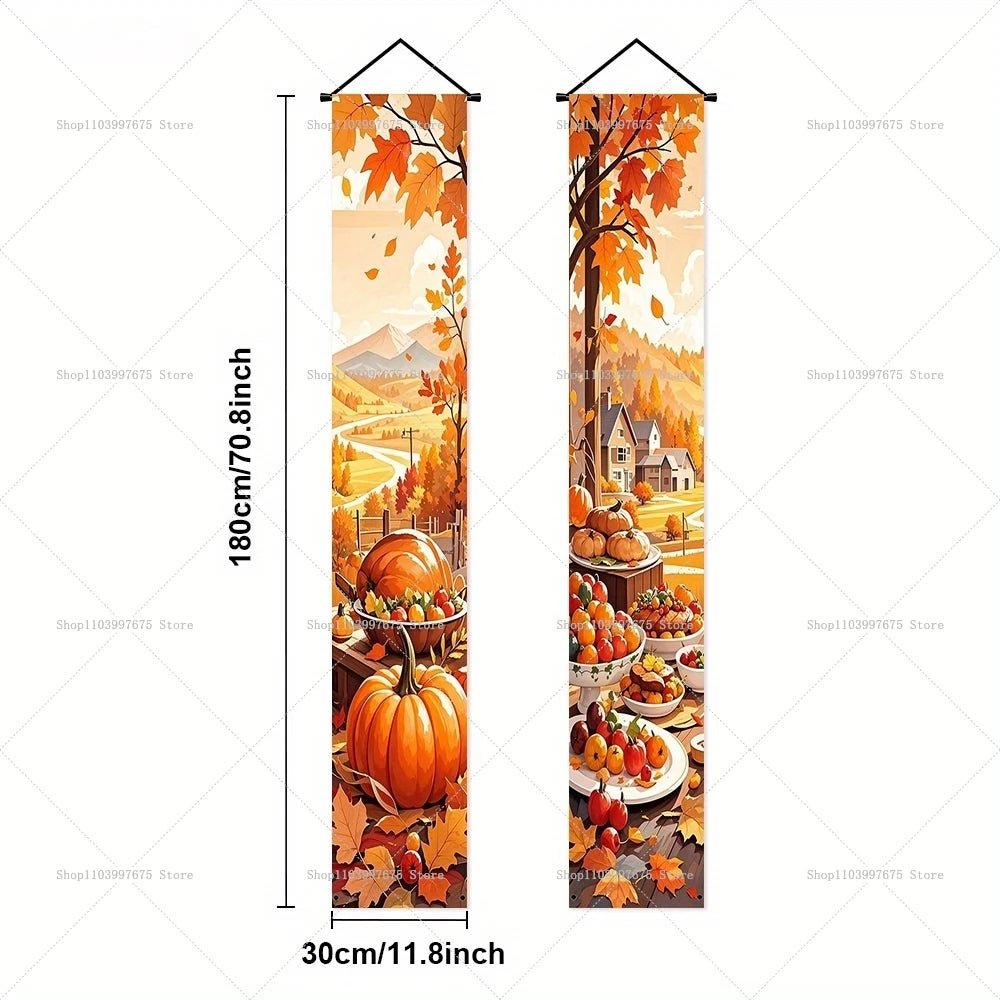 Thanksgiving Autumn Pumpkins Maple Leaf Banners