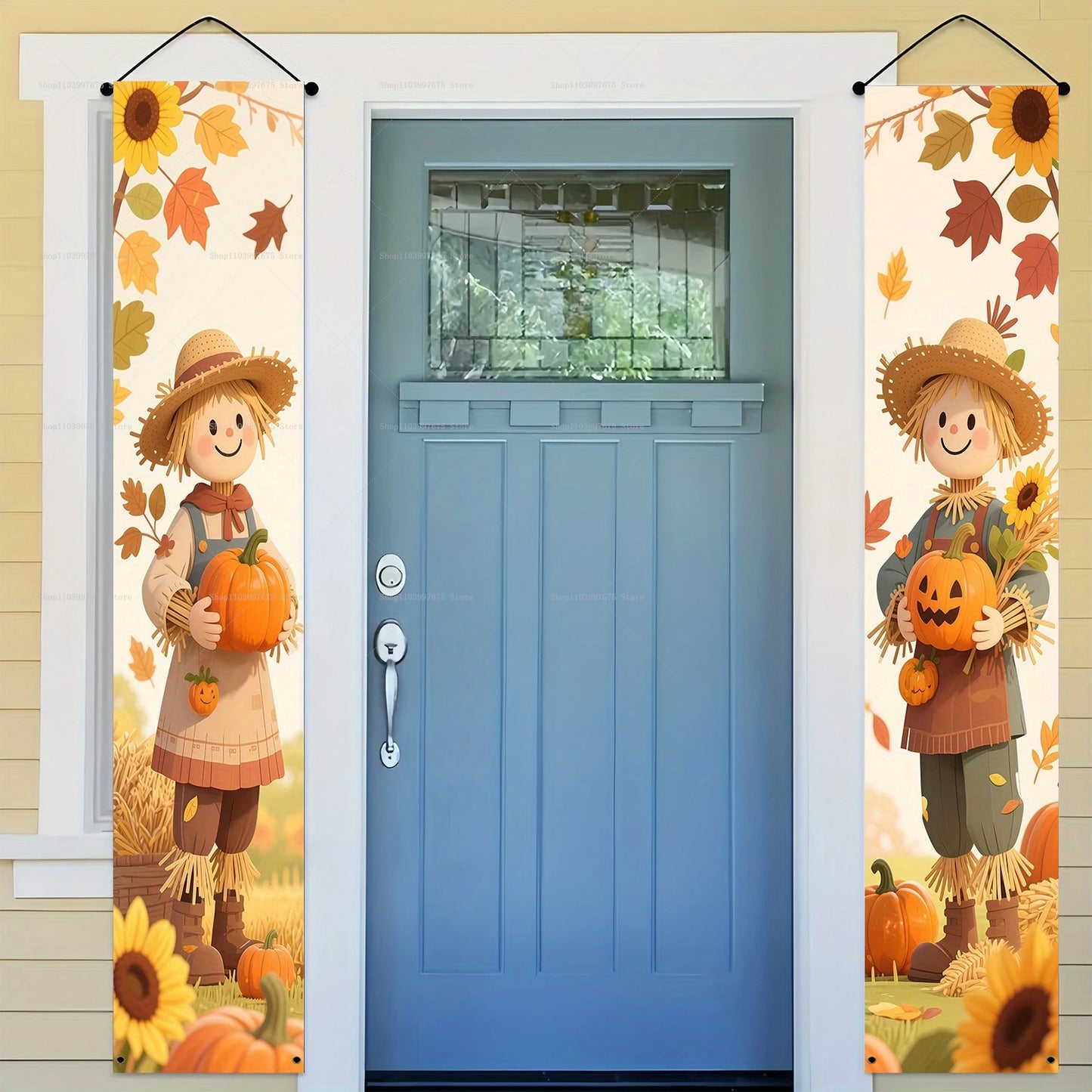 Thanksgiving Autumn Pumpkins Maple Leaf Banners