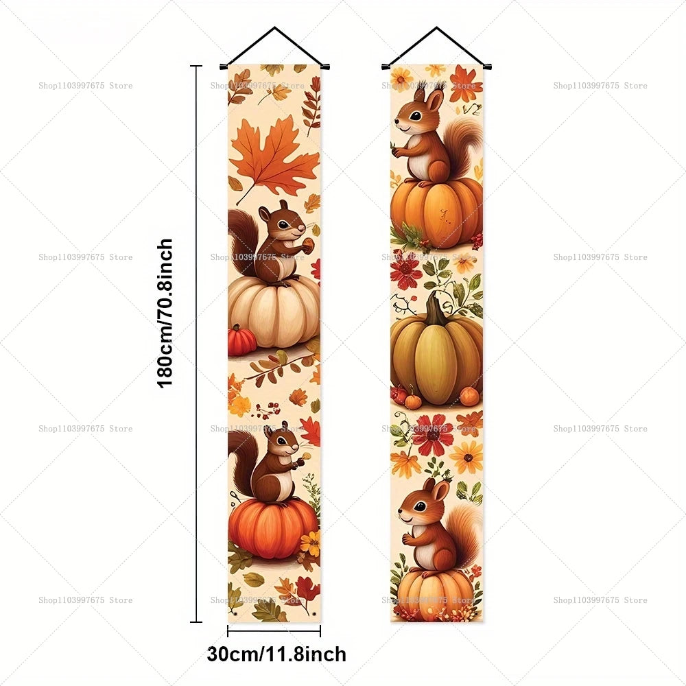 Thanksgiving Autumn Pumpkins Maple Leaf Banners