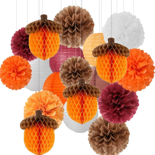 19-Piece Autumn Thanksgiving Paper Lanterns