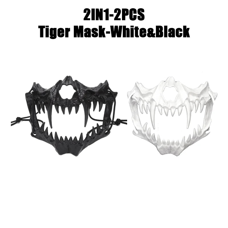 Halloween Skull Party Mask Anime Dragon God Skeleton Half Face Masks Bone Skull Animals Mask Cosplay Dance Prom Costume Props
