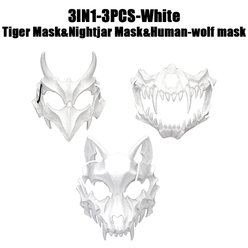 Halloween Skull Party Mask Anime Dragon God Skeleton Half Face Masks Bone Skull Animals Mask Cosplay Dance Prom Costume Props