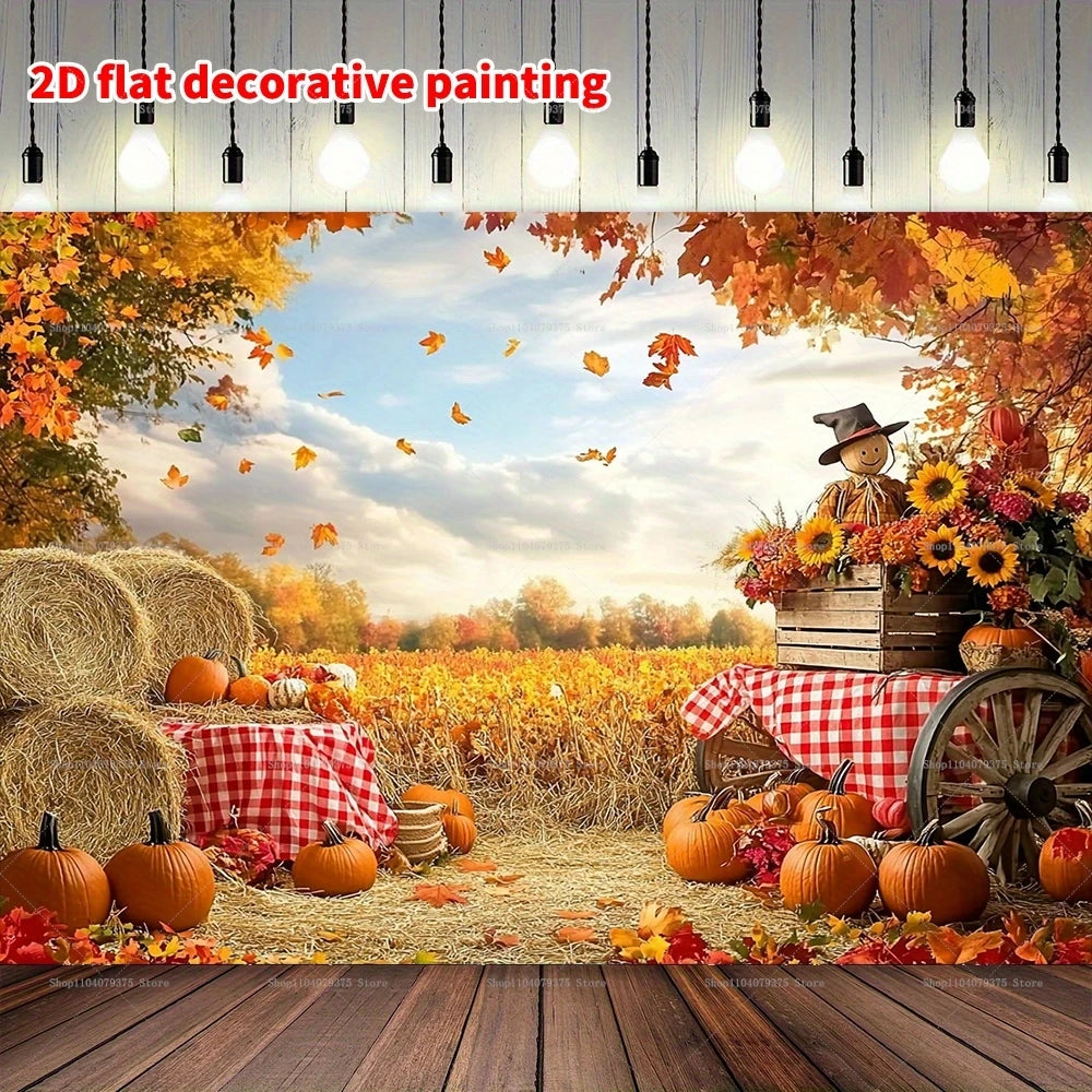 Happy Thanksgiving Scarecrow Pumpkin Room Photography Background