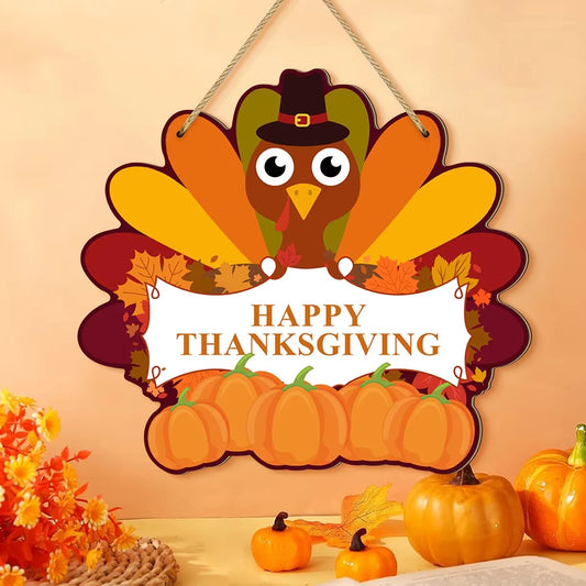Thanksgiving themed wooden hanging sign decoration