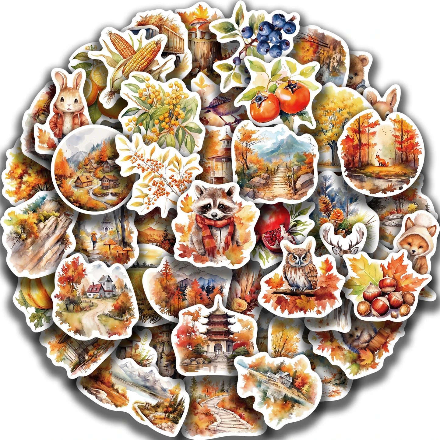 50pcs Thanksgiving Stickers Fall Stickers for Holiday Decoration