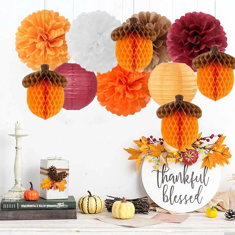 19-Piece Autumn Thanksgiving Paper Lanterns