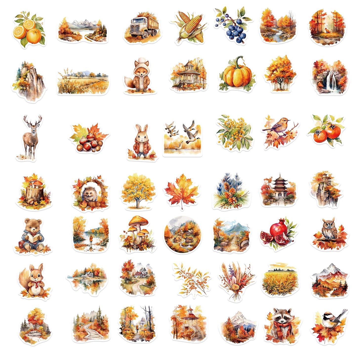50pcs Thanksgiving Stickers Fall Stickers for Holiday Decoration