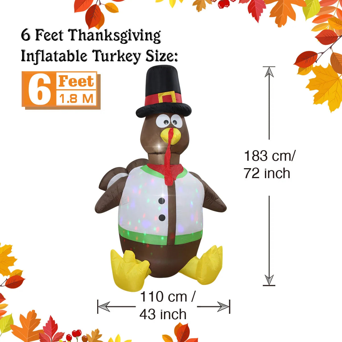 Thanksgiving Inflatable Turkey Decoration with LED
