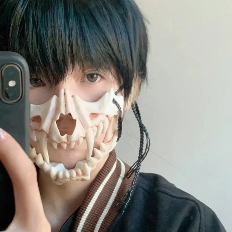 Halloween Skull Party Mask Anime Dragon God Skeleton Half Face Masks Bone Skull Animals Mask Cosplay Dance Prom Costume Props