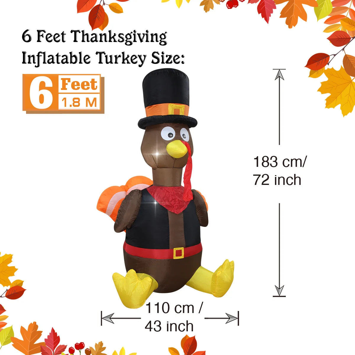 Thanksgiving Inflatable Turkey Decoration with LED