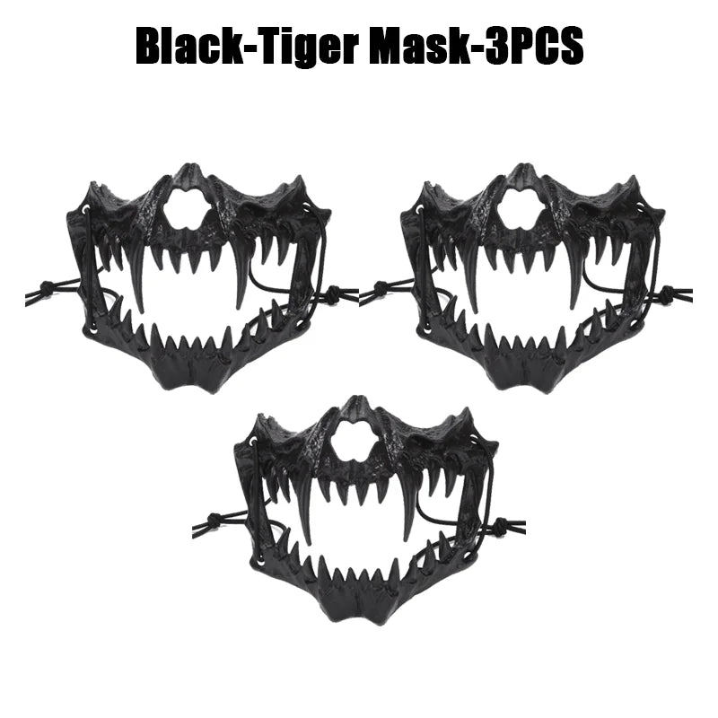 Halloween Skull Party Mask Anime Dragon God Skeleton Half Face Masks Bone Skull Animals Mask Cosplay Dance Prom Costume Props