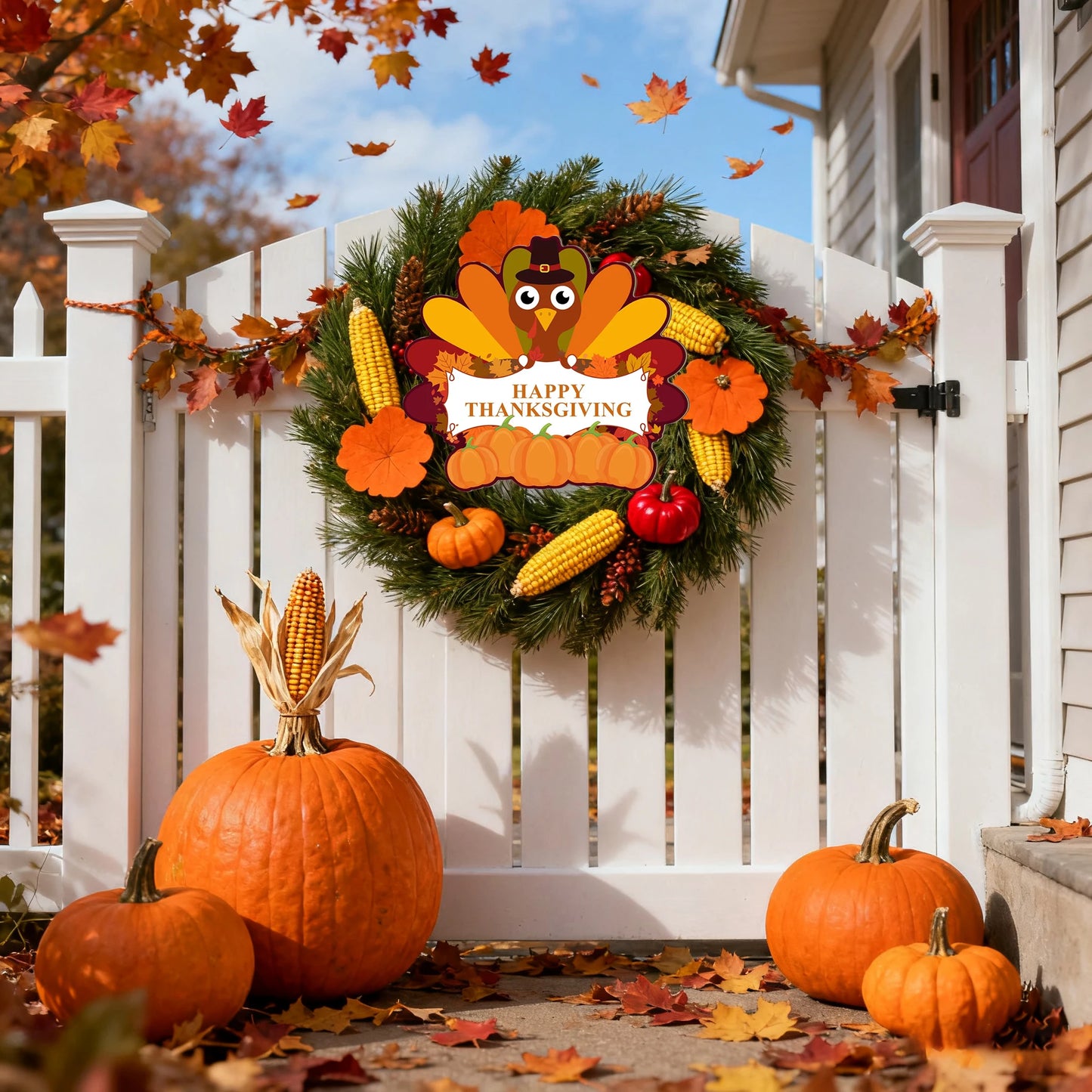 Thanksgiving themed wooden hanging sign decoration