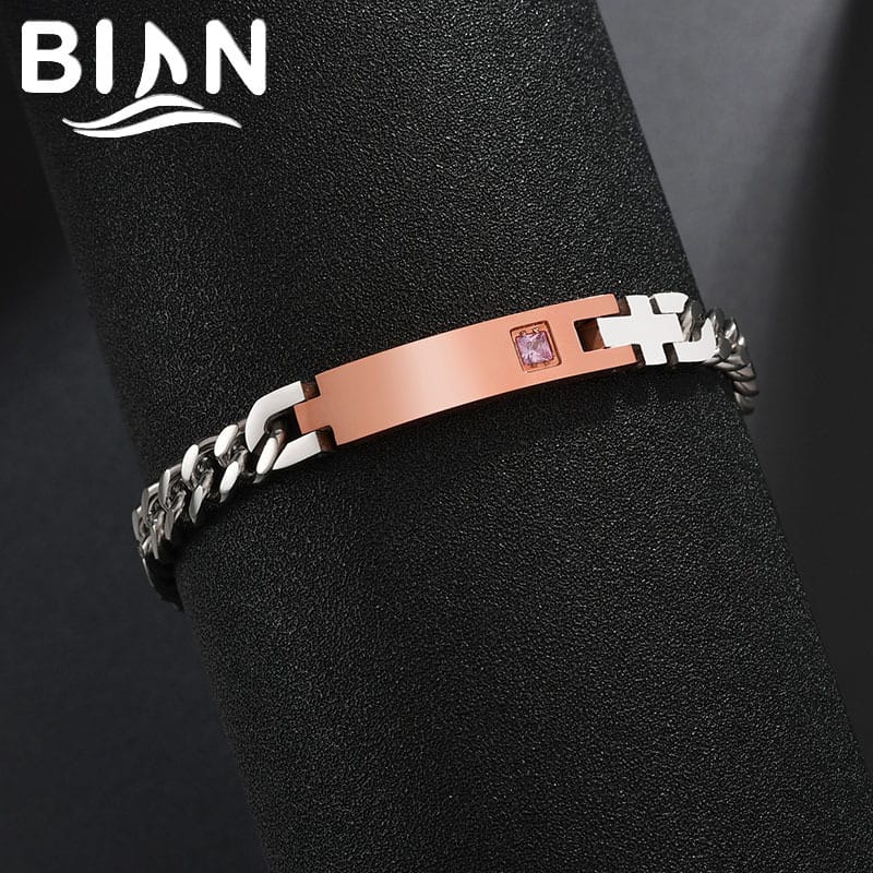 Factory spot stainless steel couple bracelet personality diy lettering name curved card diamond bracelet Valentine's Day gift Factory spot stainless steel couple bracelet personality diy lettering name curved card diamond bracelet Valentine's Day gift