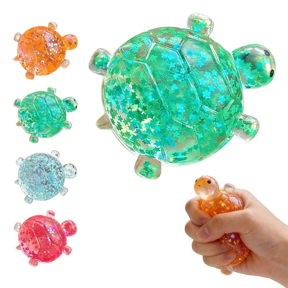 Glitter Star Turtle Squishy Fidget Toy | Squeeze Stress Relief for Kids & Adults Glitter Star Turtle Squishy Fidget Toy — Transparent Squeeze Stress Relief for Kids & Adults