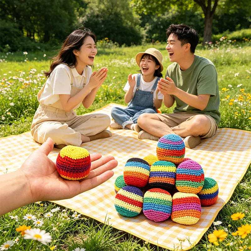 Handmade Rainbow Crochet Hacky Sack 6-Pack – Shop Now | Wahooly Handmade Rainbow Crochet Hacky Sack Set – 6 Vibrant Balls, On Sale Now!