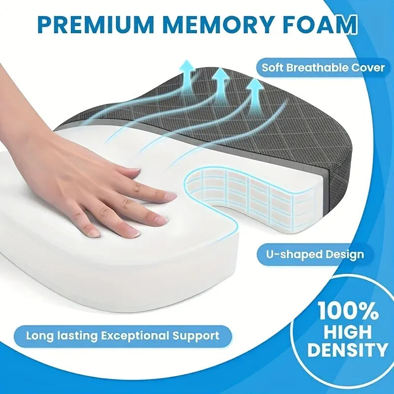 Memory Foam Ergonomic Hip Seat Cushion - Breathable Seat Cushion, Suitable for Office, Car and Airplane Seats Memory Foam Ergonomic Hip Seat Cushion - Breathable Seat Cushion, Suitable for Office, Car and Airplane Seats