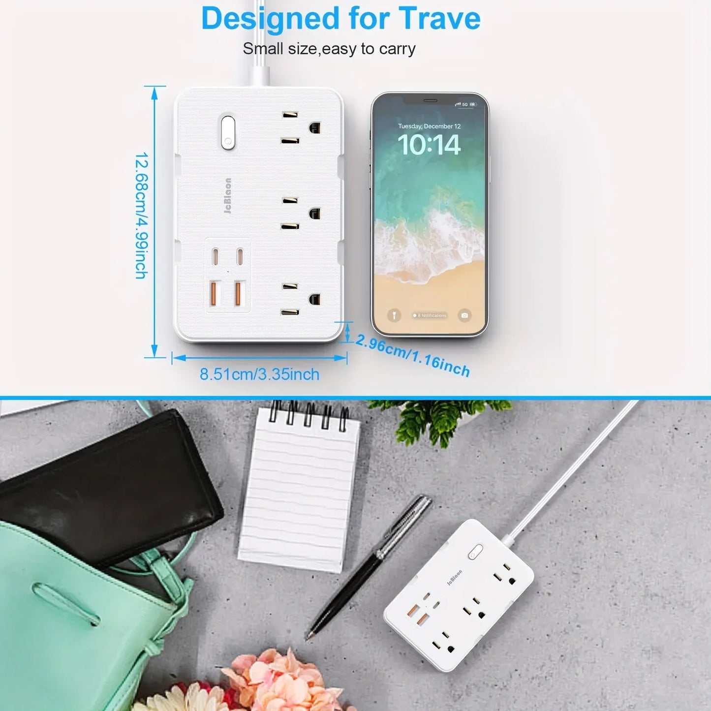 Surge Protector Ultra Thin Flat US Plug with 6 Widely Outlets 4 USB Ports Surge Protector Ultra Thin Flat US Plug with 6 Widely Outlets 4 USB Ports