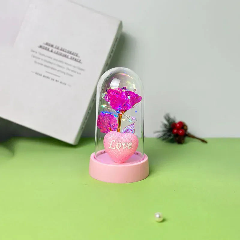 Valentine's Day Roses gift Romantic love plastic cover will glow home bedroom decor trinket Birthday decoration Party Party smal Valentine's Day Roses gift Romantic love plastic cover will glow home bedroom decor trinket Birthday decoration Party Party smal