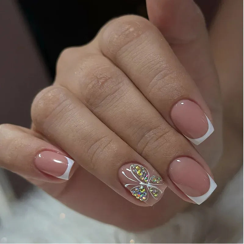 White French Press on Nails 3D Bowknot Fake Nails Tips Full Cover Wearable False Nails for Women and Girls DIY Manicure 24Pcs White French Press on Nails 3D Bowknot Fake Nails Tips Full Cover Wearable False Nails for Women and Girls DIY Manicure 24Pcs