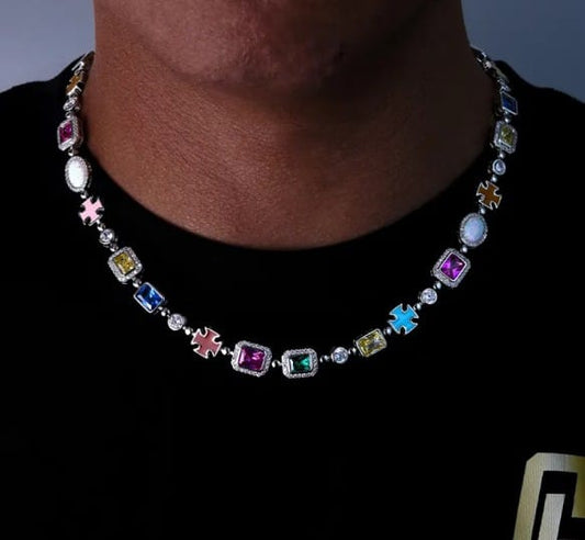 Gold-Plated Hip-Hop Gemstone Necklace Gold-Plated Hip-Hop Gemstone Necklace