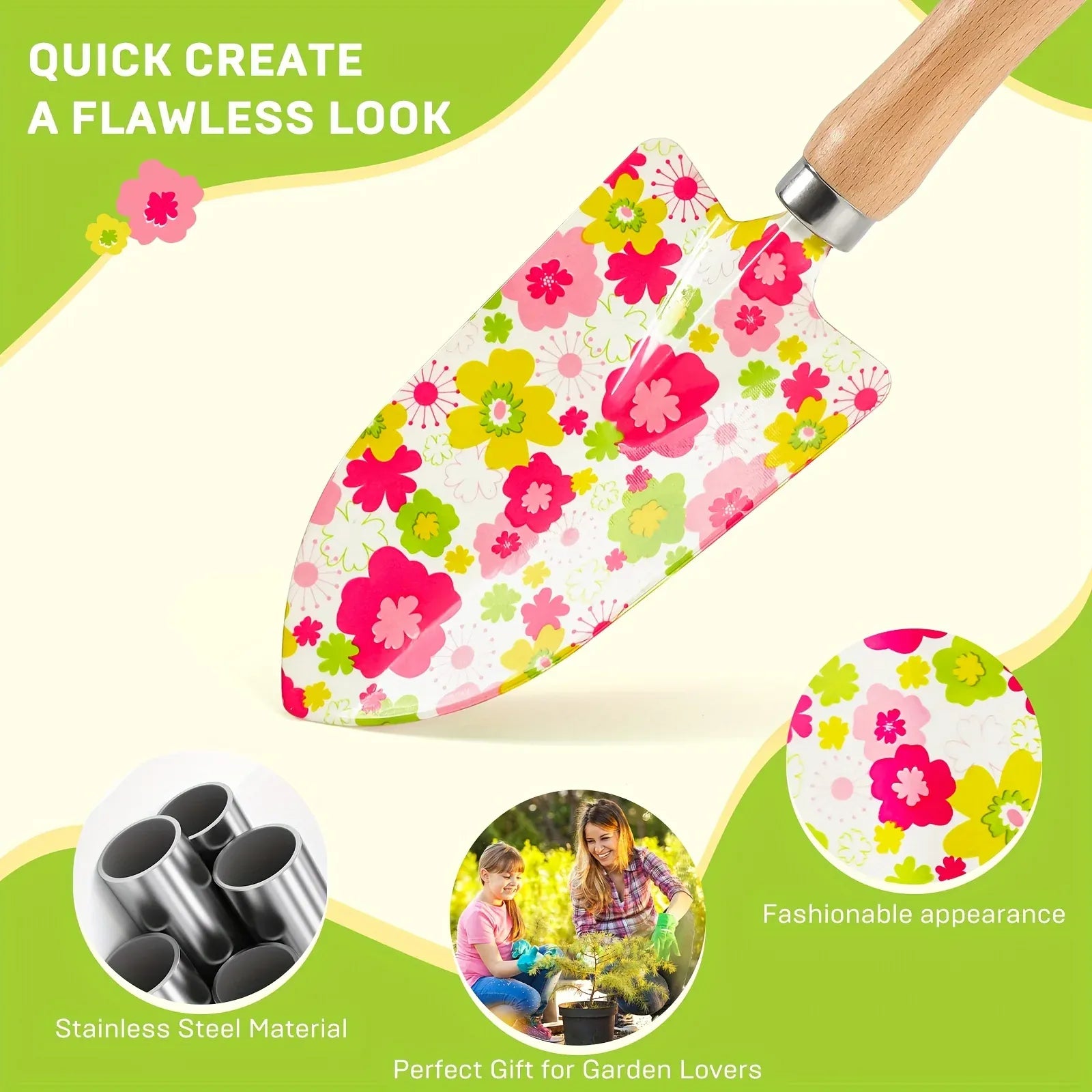 10-Piece Garden Tool Set with Floral Bag — Gift for Women | Wahooly 10-Piece Heavy-Duty Garden Tool Set with Floral Organizer Bag — The Perfect Gift for Women Who Love to Grow