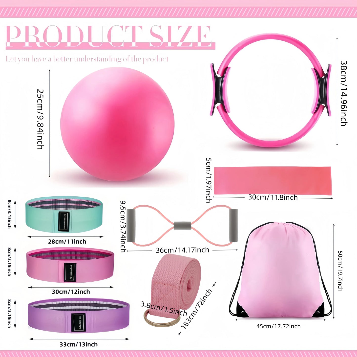 10-Piece Pilates Loops Yoga Kit, Stretch Belt Yoga Ball Rally Belt - Fitness Equipment for Stretching, Shaping and Core Training 10-Piece Pilates Loops Yoga Kit, Stretch Belt Yoga Ball Rally Belt - Fitness Equipment for Stretching, Shaping and Core Training