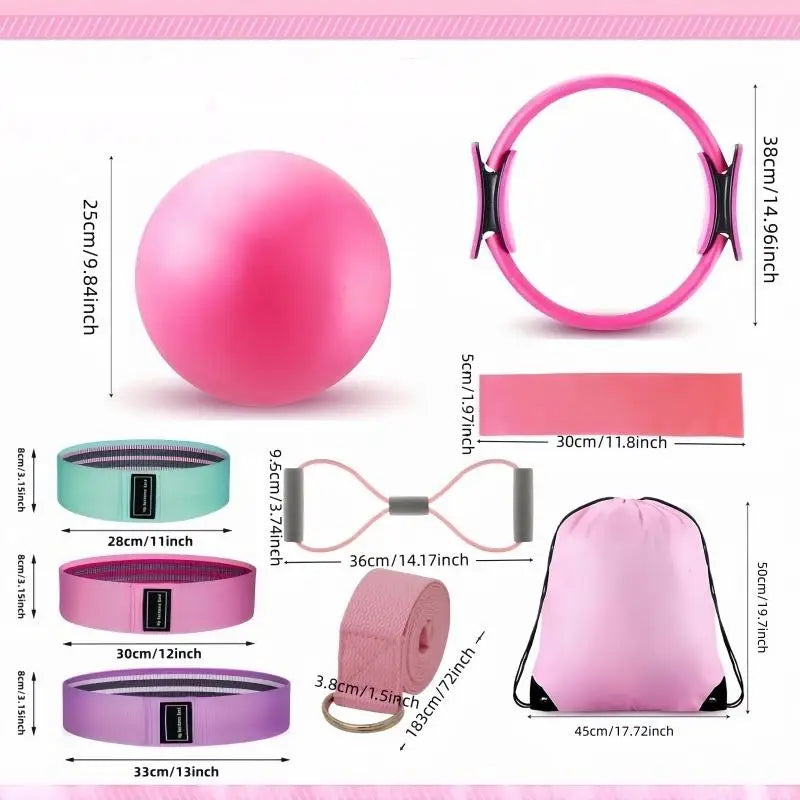 10-Piece Pilates Loops Yoga Kit, Stretch Belt Yoga Ball Rally Belt - Fitness Equipment for Stretching, Shaping and Core Training 10-Piece Pilates Loops Yoga Kit, Stretch Belt Yoga Ball Rally Belt - Fitness Equipment for Stretching, Shaping and Core Training