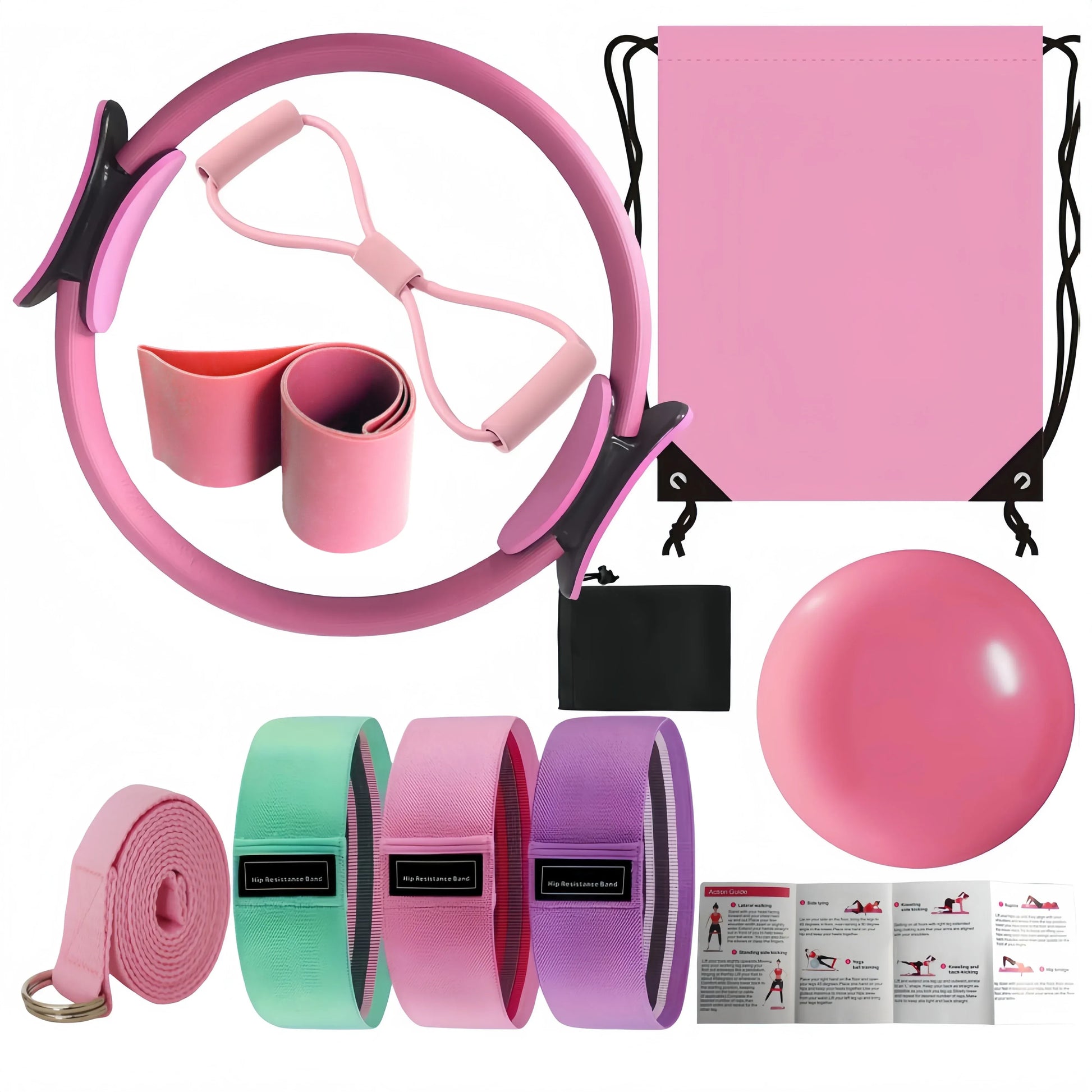 10-Piece Pilates Loops Yoga Kit, Stretch Belt Yoga Ball Rally Belt - Fitness Equipment for Stretching, Shaping and Core Training 10-Piece Pilates Loops Yoga Kit, Stretch Belt Yoga Ball Rally Belt - Fitness Equipment for Stretching, Shaping and Core Training