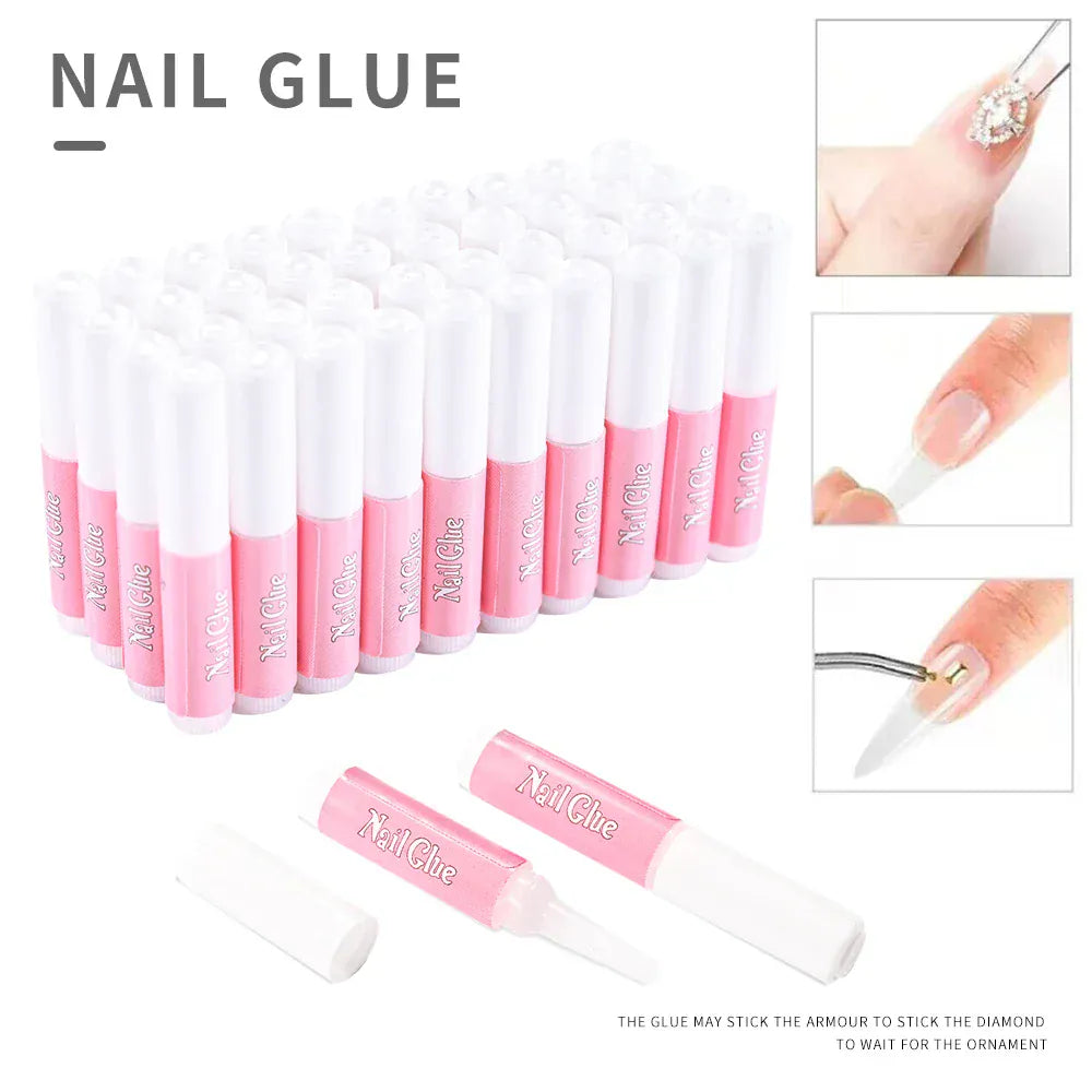 Nail Glue 100pcs - Super Strong Professional Adhesive | Wahooly 100Pcs Super Strong Nail Glue for Acrylic Nails Press On Nails Professional Nail Adhesive Bond Nail Tips Glue Long Lasting Glue